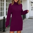 thumbnail image 5 of Arlun Womens Oversized Mini Sweater Dress Turtleneck Batwing Long Sleeve Ribbed Knit Loose 2025 Fall Winter Casual Pullover Short Dress Soft Comfort Stylish Outfits Dark Purple XXL, 5 of 7