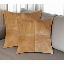 HomeRoots 544616 18 in. Tan Cowhide Throw Pillows - Set of 2