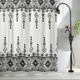 thumbnail image 2 of Black White Boho Shower Curtain Set, Waterproof Shower Curtains for Bathroom, Vintage Ethnic Tribe Abstract Art Retro Washable Fabric Cloth Bath Curtain for Bathtub Decoration with Hooks 54x78 Inches, 2 of 9