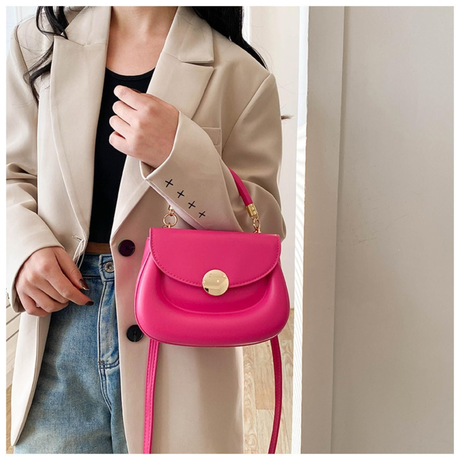 Crossbody Purse for Women Small Crossbody Bags Trendy Leather with Adjustable Shoulder Strap for Backpack Travel