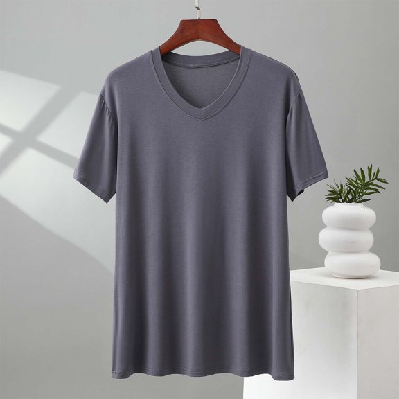 Yaoyar Mens Tshirts Casual Short Sleeve Crewneck Shirts Oversized Basic Solid Shirts Plus Size Modal Sports Casual Top