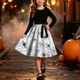 thumbnail image 3 of Mitankcoo Girls Halloween Dresses Long Sleeve Crew Neck Swing Midi Dress with Belt for Casual Wear 5-14Y, 3 of 8