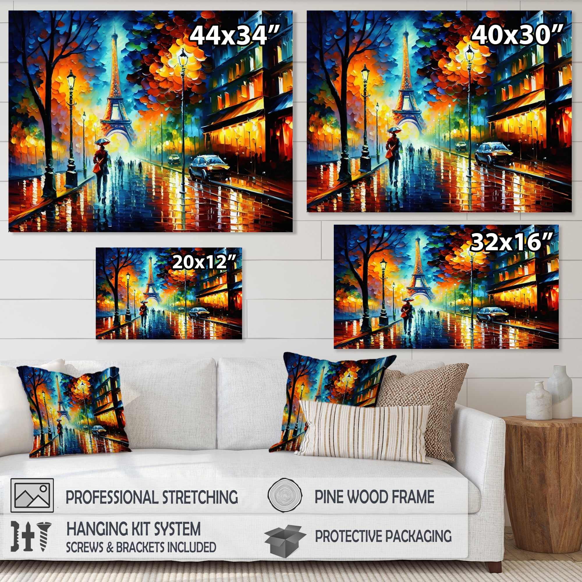 Designart Colorful City Paris Eiffel Canvas Wall Art