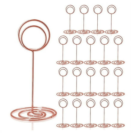 Table Number Holders 20Pcs - 3.35 Inch Place Card Holder Table Number Stands for Wedding Graduation Rose Gold Metal