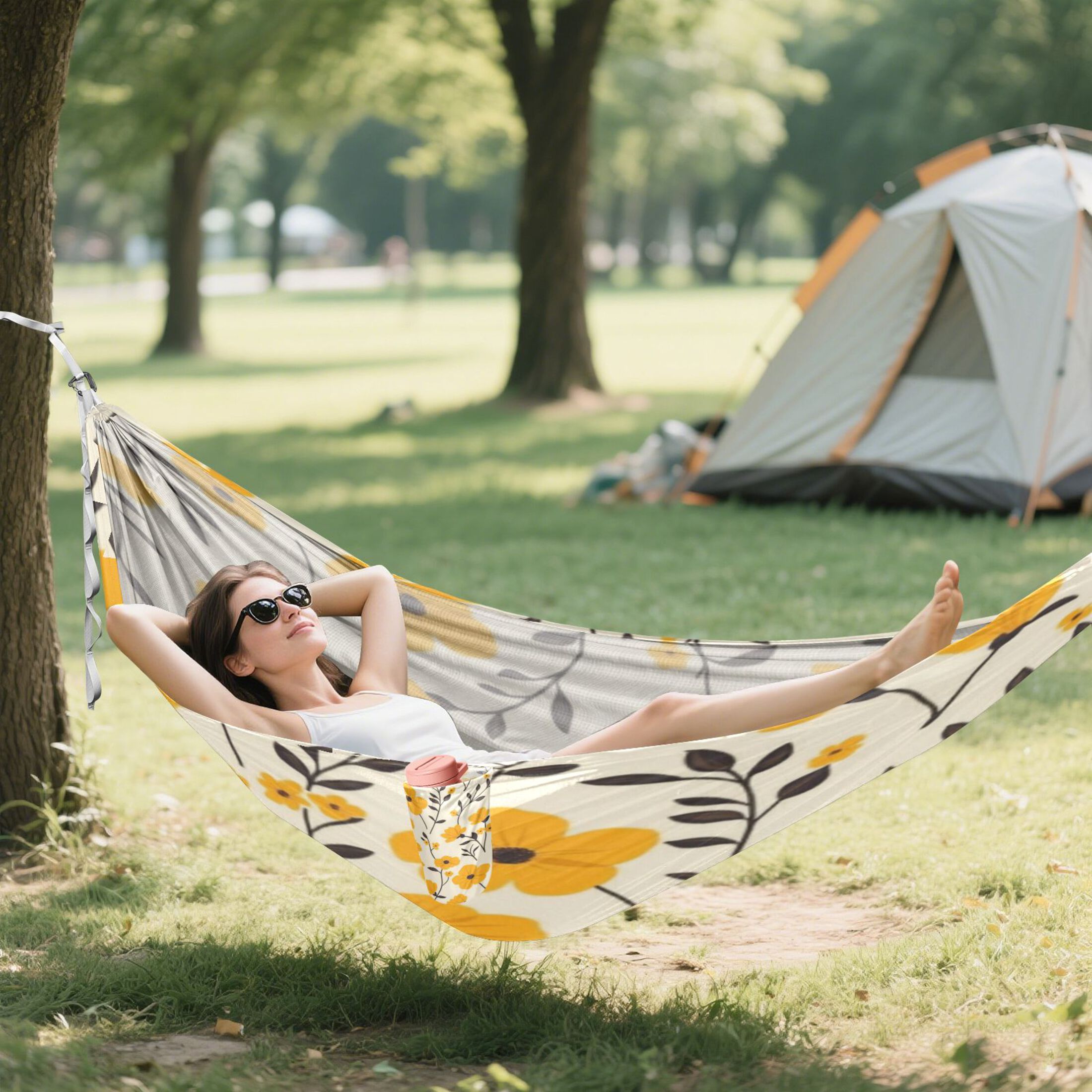 Hammock Camping Hammock Nylon Portable Hammock Travel Camping Hammock Lovely Yellow Flowers