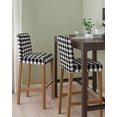 thumbnail image 2 of Black White Plaid Bar Stool Covers Set of 6, Gradient Geometric Buffalo Checkered Stretch Washable Bar Chair Covers with Backs, Removable Pub Counter Height Chair Cover for Kitchen Dining Room Cafe, 2 of 7