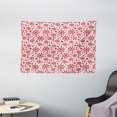 thumbnail image 1 of Snowflake Tapestry, Stars Seven Pointed Stars and Dots Pattern Abstract Motifs New Year Illustration, Wall Hanging for Bedroom Living Room Dorm Decor, 60W X 40L Inches, Red White, by Ambesonne, 1 of 2