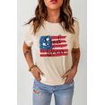 thumbnail image 3 of ABPHQTO Camiseta gráfica de manga corta con estampado de bandera estadounidense God Bless caqui para mujer, 3 of 5