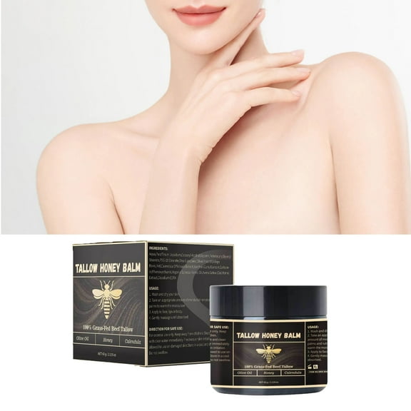 ONLYEOR Organic Grass-Fed Beef Tallow Balm with Raw Hone, Manuka Honey Eczema Cream, Moisturizing Face Cream, Honey Lotion For Dry & Sensitive Skin 60g