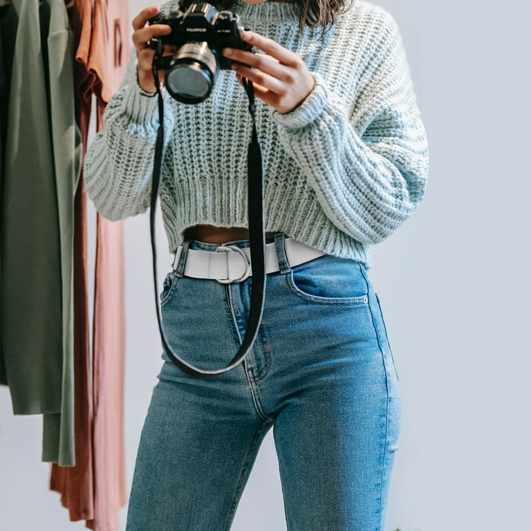 Falari Canvas Web Belt Metal Double D Ring Buckle for Men Women