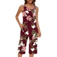thumbnail image 5 of AKOEE Cotton Pajamas Loungewear Women 2 Piece Solid/Floral Print Sleeveless Pleated Tank Top with Knee Length Short Pants Sets (Small, Red 01), 5 of 7