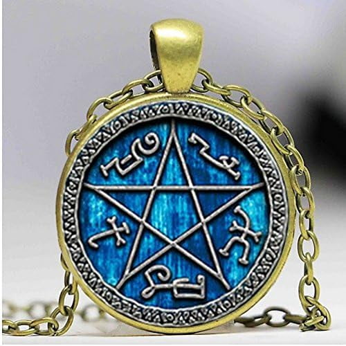 Devils Trap Necklace Jewelry Convex Round Glass Necklace