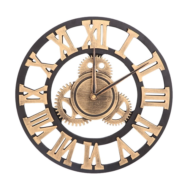 EeaseMX Reloj de pared decorativo con mecanismo industrial (30 cm, dorado, sin batería)