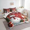 thumbnail image 3 of Manfei Merry Christmas Bedding Comforter Set 7pcs, Cartoon Snowman Full Bedding Set, Xmas Tree Gifts Fitted Sheet Flat Sheet, Lightweight Room Decor, 3 of 8
