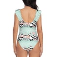 thumbnail image 5 of Uemuo Cute Panda Pattern Women's Tummy Control Swimsuits Slimming One Piece Bathing Suit Ruffle V Neck Swimwear-, 5 of 8