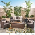 thumbnail image 3 of Christopher Knight Home St. John's Outdoor 5-Seater Wicker Print Chat Set with Fire Pit and Tank Holder by, 3 of 5