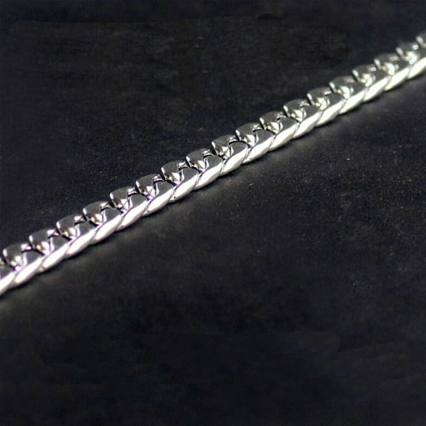 Xzngl Gifts For Men Men Bracelets Silver Bracelet For Men Stainless Steel 3.2mm Men Flat Bracelet Titanium Steel Hand Jewelry Gift Silver Silver