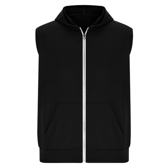 Ohufall Zip Up Hooded Tanks for Men Casual Solid Lightweight Sleeveless Tank Tops Plus Size Hoodie Tanks with Pockets