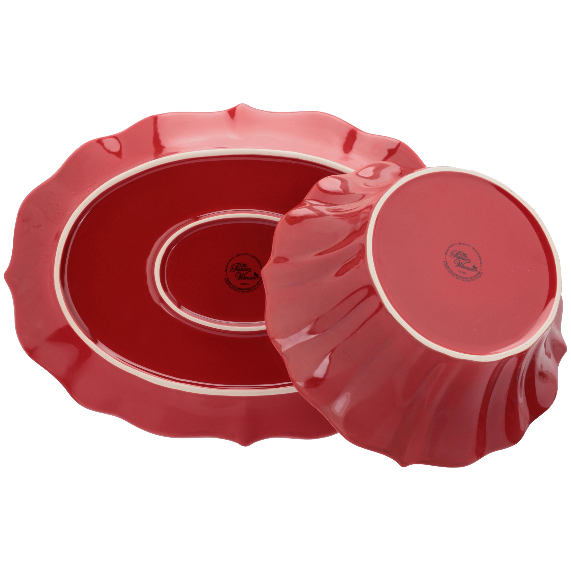 The Pioneer Woman Paige Serving Bowl and Serving Platter, Stoneware