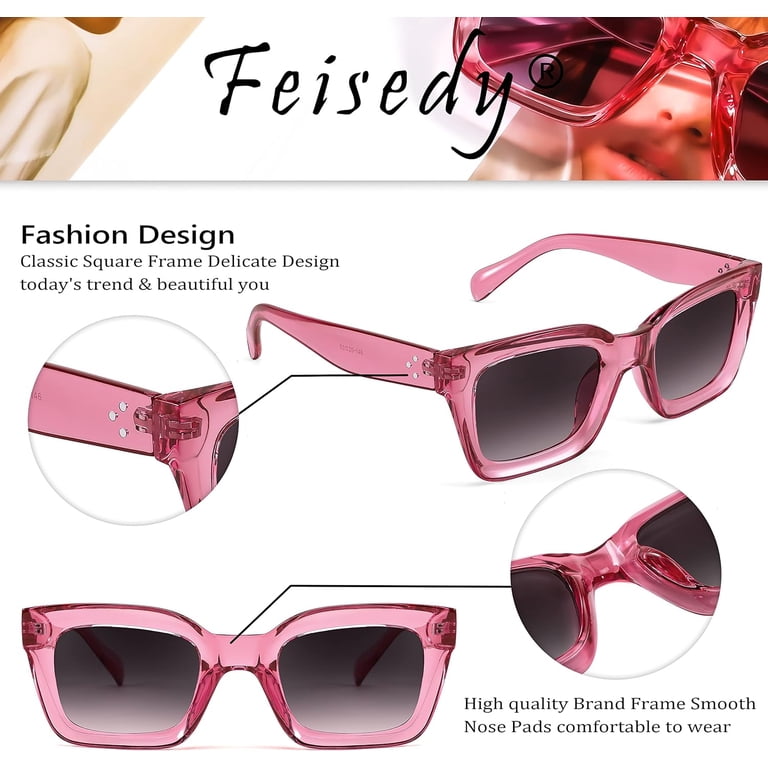 Classic Square Chunky Frame UV400 Sunglasses EYLRIM Thick Frame Square Sunglasses for Women Men Chunky  main image 3