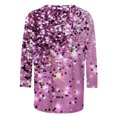 thumbnail image 5 of Besolor Hauts Scintillants pour Femmes Manches 3/4 T-Shirts Imprimés Pailletés Décontractés Col Rond Tuniques Tendance Blouses de Travail, 5 of 5