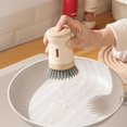 thumbnail image 5 of Kitchen Soap Dispensing Dish Brush Storage Set, Built-In Soap Dispenser And Suspension Storage Design, Multi-Surface Cleaning Tool For Stoves Range Hoods Dishes Pots Pans Sinks, 5 of 8
