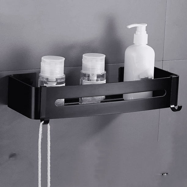 2 uds carrito de ducha negro, estante de ducha de Metal, estantes de baño montados en la pared con ganchos, organizador de ducha para champú, pared del baño