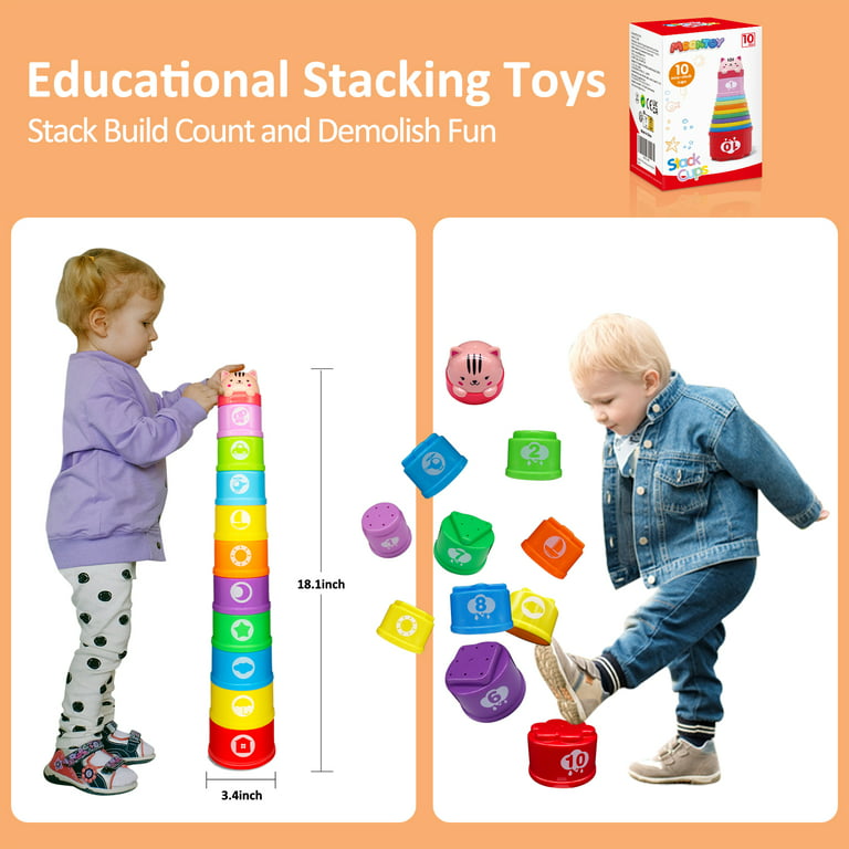 Baby Stacking Cups Toys Early Educational Toy for Toddlers 1-3 Years,Nesting Toys to 10 Months Infant,Suitable for Boys,Girls to Play at The Beach
