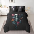 thumbnail image 2 of Manfei Gothic Skull 7-Piece Twin Bedding Sets,Colorful Flower Floral Bedding Comforter Set,Happy Halloween Sheet Sets For Boys Girl,Microfiber Bedroom Decor Reversible, 2 of 8