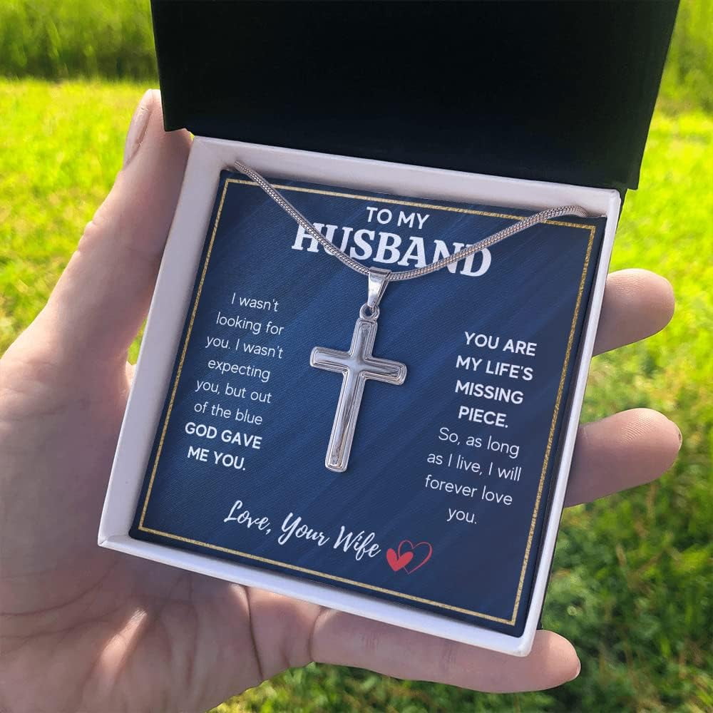 I Love You Gifts For Soulmate, To My Man Cross Necklace For Husband/Boyfriend From Wife/Girlfriend, Soulmate Sentimental Gift Ideas, Necklace Jewelry Chain Faith Cross Valentines Day Present For Men