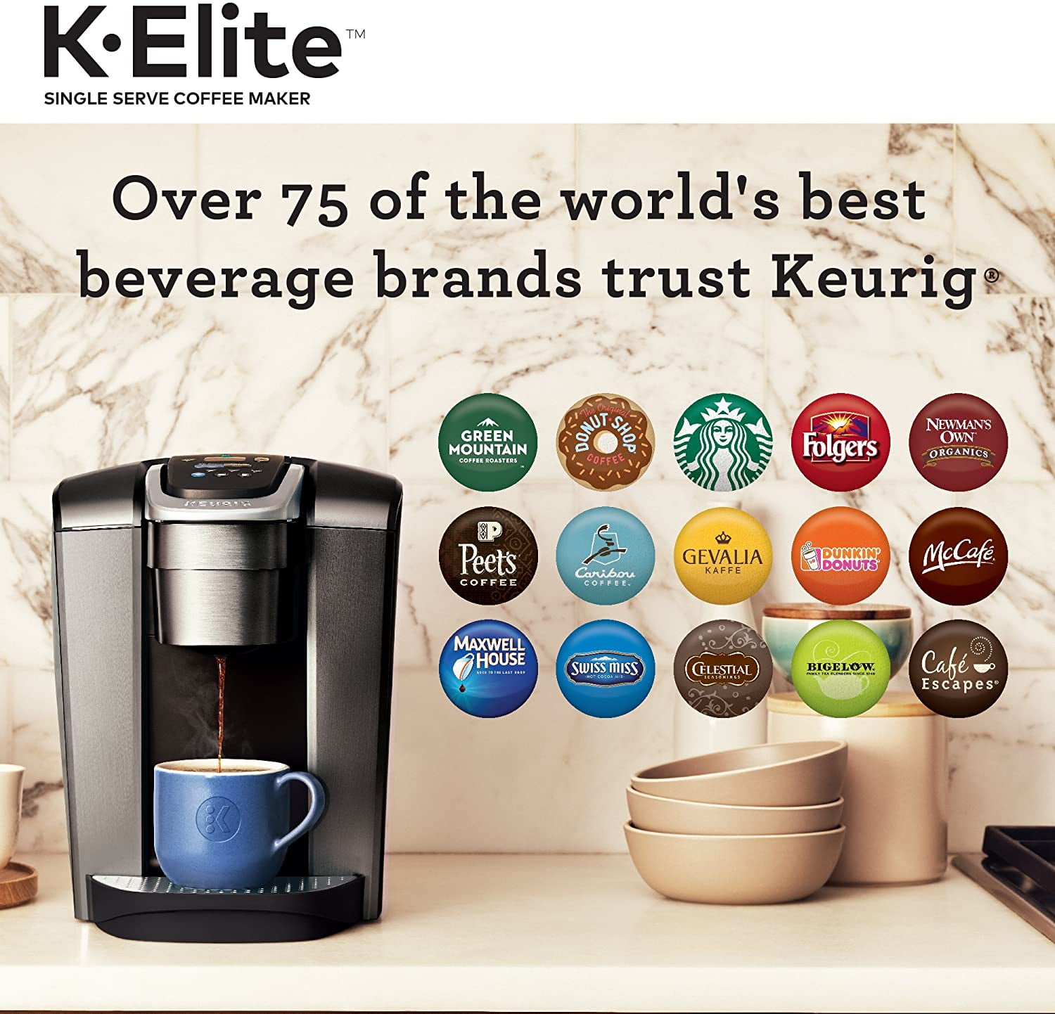 SEAL限定商品】 Keurig K-Elite Single Serve K-Cup Pod Coffee Maker with Extra  Filter, 12-Count Italian Roast, Cleaning Cups and Tumbler Bundle Items ＿ 並行輸入