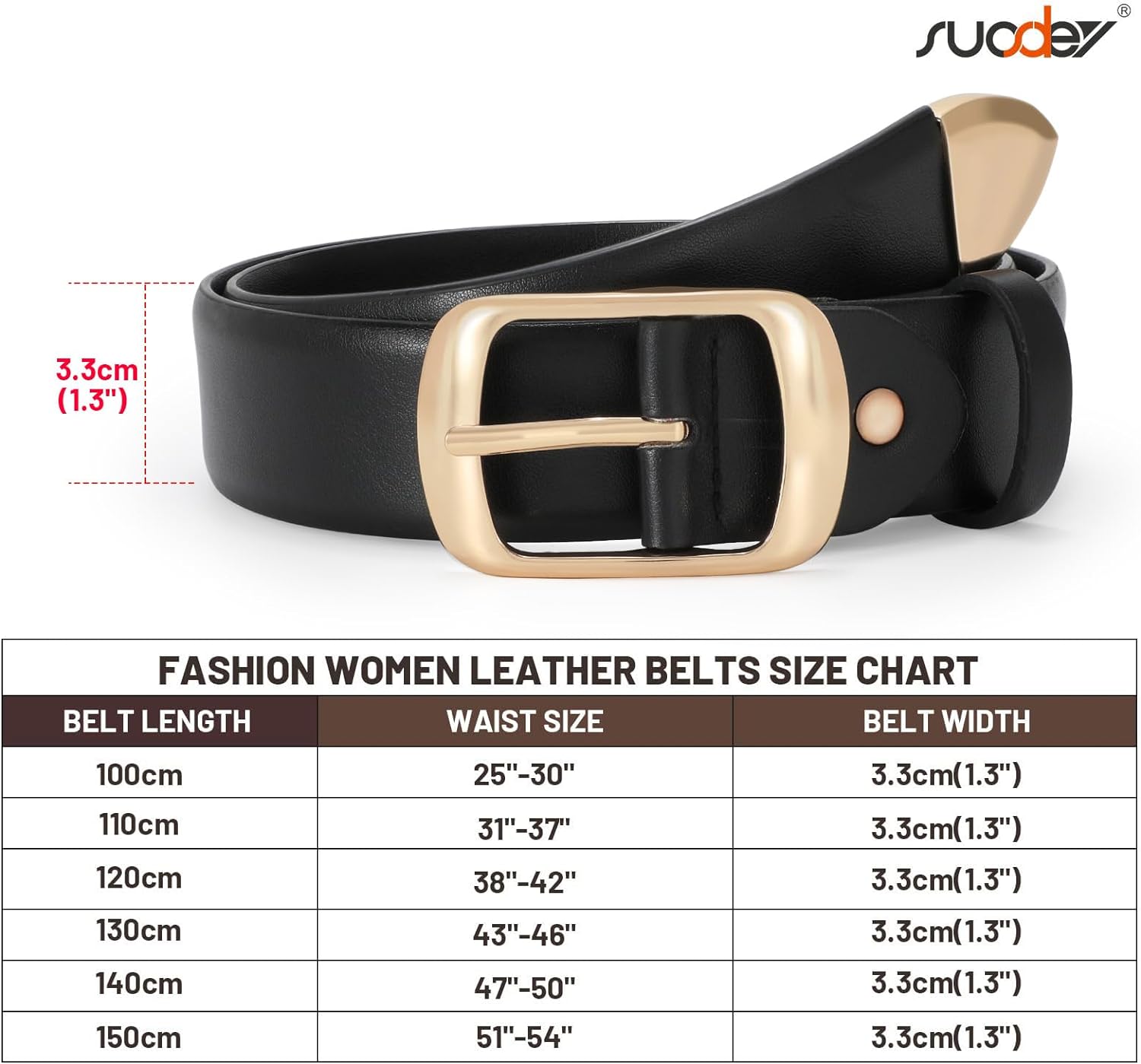 3 Pack Leather Waist Belts For Women Elegant Buckle 1.3\