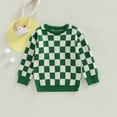 thumbnail image 2 of Okbabeha Toddler Baby Sweater Boy Girl Knit Sweaters Pullover Checkerboard Crewneck Sweatshirt Warm Winter Clothes, 2 of 7