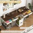 thumbnail image 3 of ChVans 86.6" Dog Crate Furniture TV Stand for Large Breed Dogs, Wooden Kennel with Dual rooms, Dog Bowl, 2 Drawers &  Cabinet for Medium-Large Dogs, 3 of 7