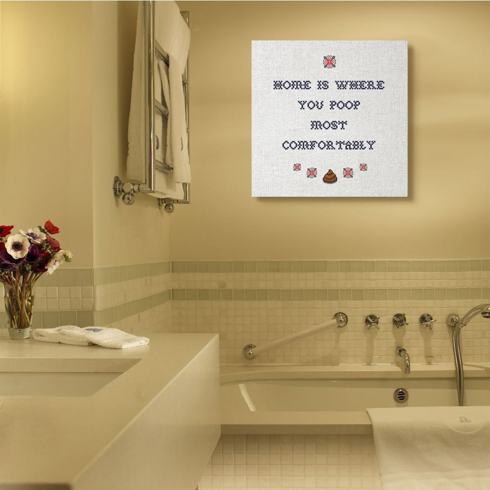 Stupell Industries Home Is Where You Poop Modern Humor Needlepoint Designed by Daphne Polselli