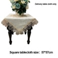 thumbnail image 2 of Embroidered Lace Cream Tablecloth, Classic Beige Table Cloth Home Party, 2 of 5