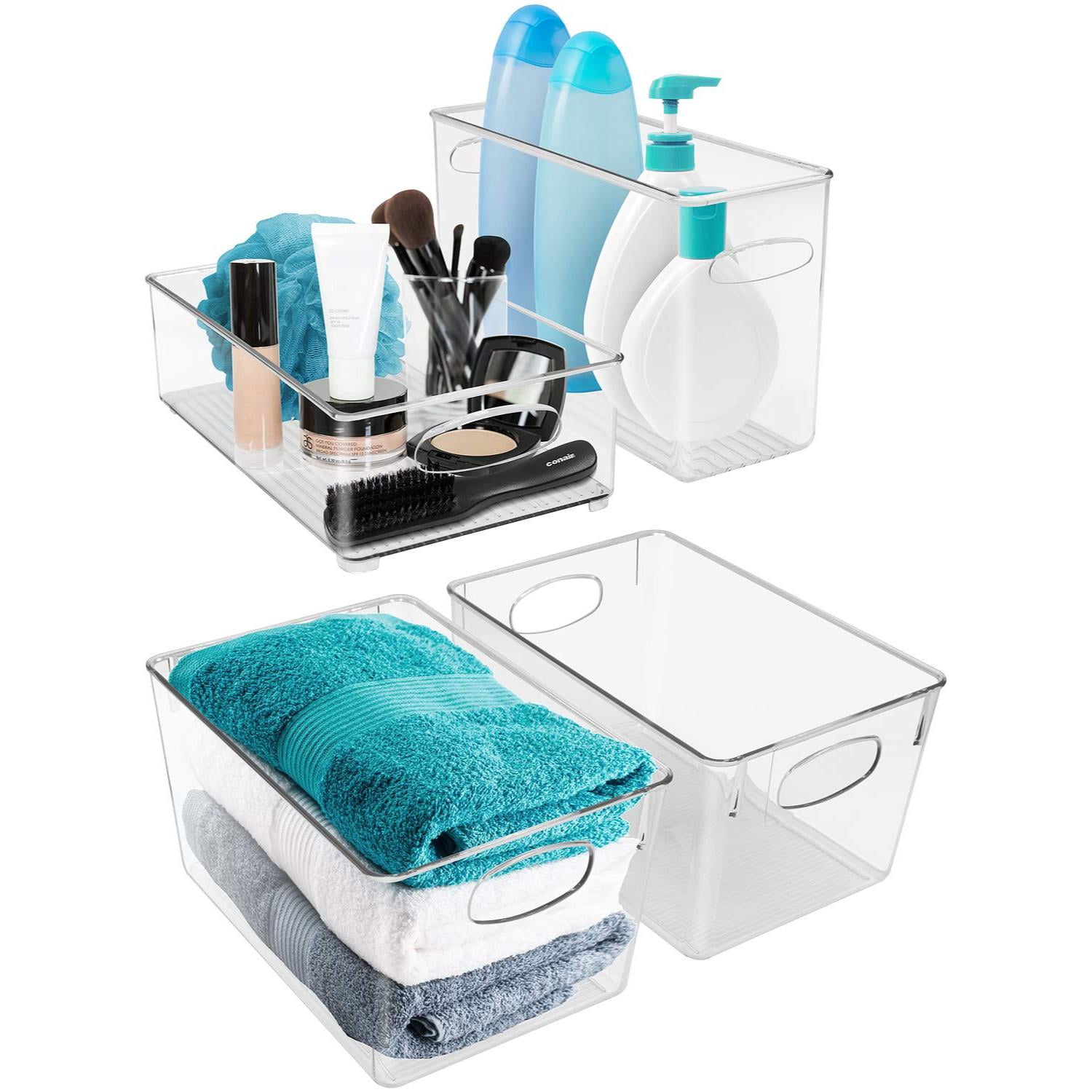 Sorbus 4-Piece Clear Open Storage Bins Set - Stackable Fridge & Pantry Organizers