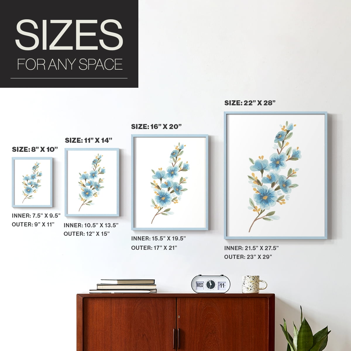 Wildflower Sprig II Framed Print - Solid Wood in Single Picture Frame Solid Wood 2 Framed Print