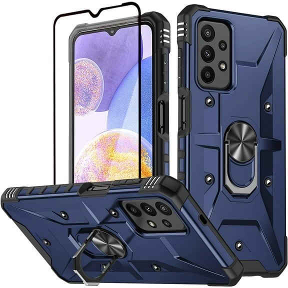 Galaxy A23 5G Case(NOT FIT A23 5G UW) with Screen Protector Kickstand and Car Magnetic Sheet,Double-Layer Combination Protection,Fall Proof for Samsung Galaxy A23 5G(WJ Blue)