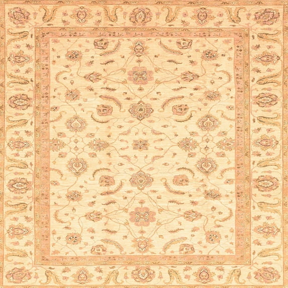 Ahgly Company Indoor Square Abstract Orange Oriental Area Rugs, 7' Square