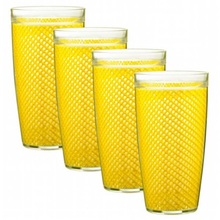 

Kraftware 11622 Fishnet 22 Oz Doublewall Drinkware Set/4 New Yellow