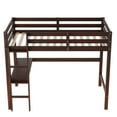 thumbnail image 3 of Aukfa Twin Loft Bed with Built-in Desk for Kids Teens Dorm, Wooden, Espresso, 3 of 8