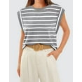 thumbnail image 2 of Cap Sleeve Striped Tops for Women Summer Top Basic Tee Shirts Casual Tank Loose Fit 2024 Fashion Shermie, 2 of 6