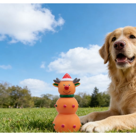 Christmas Dog Chew Toy, Durable Rubber Grind Teeth Toy with Sound Making Feature, Shatterproof Design for Aggressive Chewers, Festive Christmas Tree Shape, Perfect Holiday Pet Supply, A, 1pcs