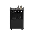 thumbnail image 5 of Nmkwnr 35" H Wood Bar Cart with 2 Shelves and Wine Rack and Wheels, Perfect for Living Room, Bar, Dining Room, Black, 5 of 7