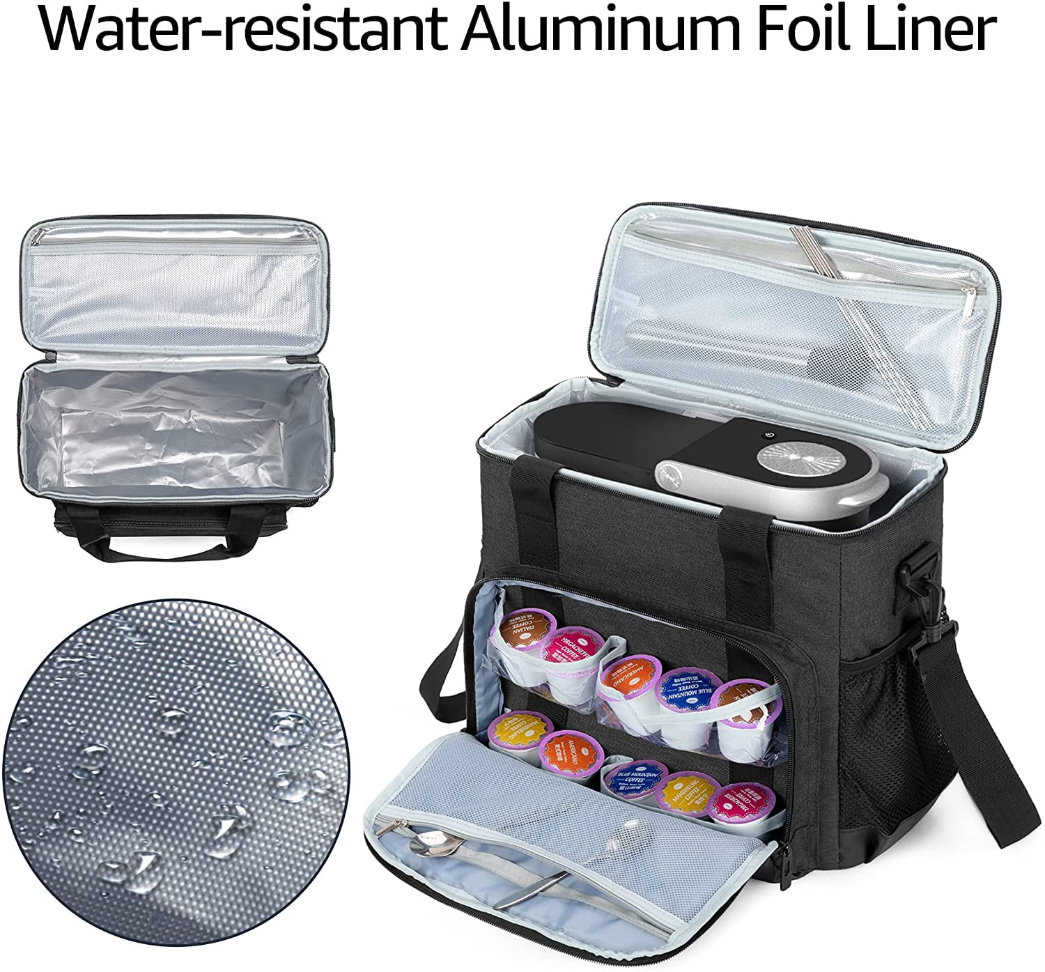 Coffee Maker Carrying Bag Compatible for Keurig K-Mini or K-Mini Plus, Single Serve Coffee Machine Travel Bag for K-Cup Pods, Black (Bag Only)