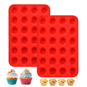 Silicone Mini Muffin Pan, 24 Cups Nonstick Mini Cupcake Pans for Baking, BPA Free and Dishwasher Safe, for Making Muffin Cakes, Tart, Bread and Egg Bites