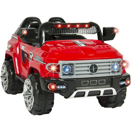 Best Choice Products 12V Kids Battery Powered RC Remote Control Truck SUV Ride-On Car w/ 2 Speeds, LED Lights, MP3, AUX Cord -
