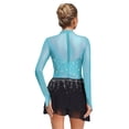 thumbnail image 2 of HULIJA Robe de Patinage Artistique pour Femmes Manches Longues en Mesh avec Strass Compétition de Danse Bleu Clair P, 2 of 5
