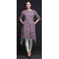 thumbnail image 2 of Bimba White Stripe & Carnation Floral Printed Tops For Women Asymmetric Kurti Summer Dress For Girls Large, 2 of 6